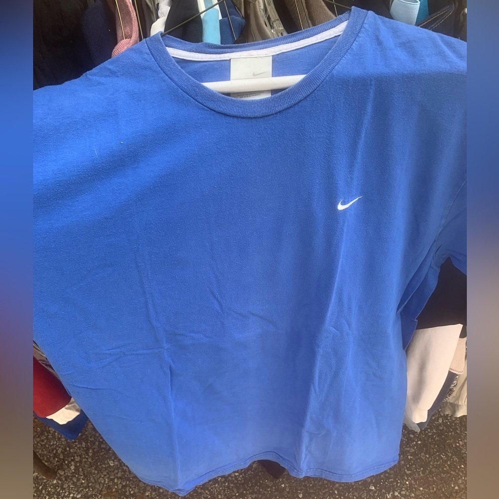 Rare Vintage 90s Nike embroidered swoosh tee blue XL great condition!! - Picture 1 of 4